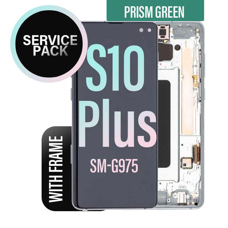 LCD Digitizer Screen Assembly with Frame Service Pack for Galaxy S10 Plus G975 - Prism Green