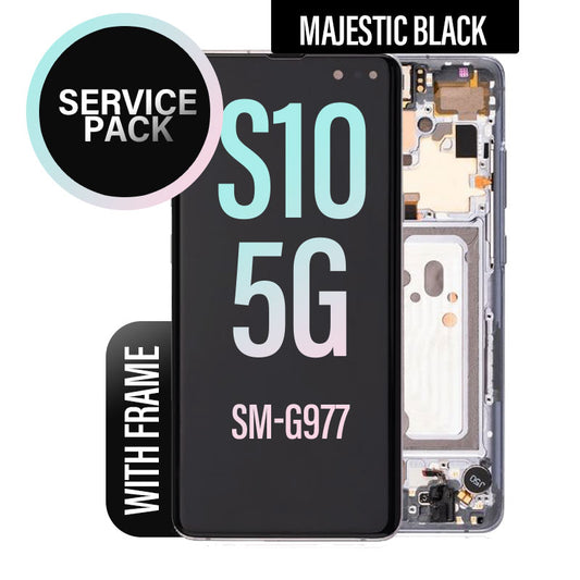 LCD Digitizer Screen Assembly with Frame Service Pack for Galaxy S10 5G G977 - Majestic Black