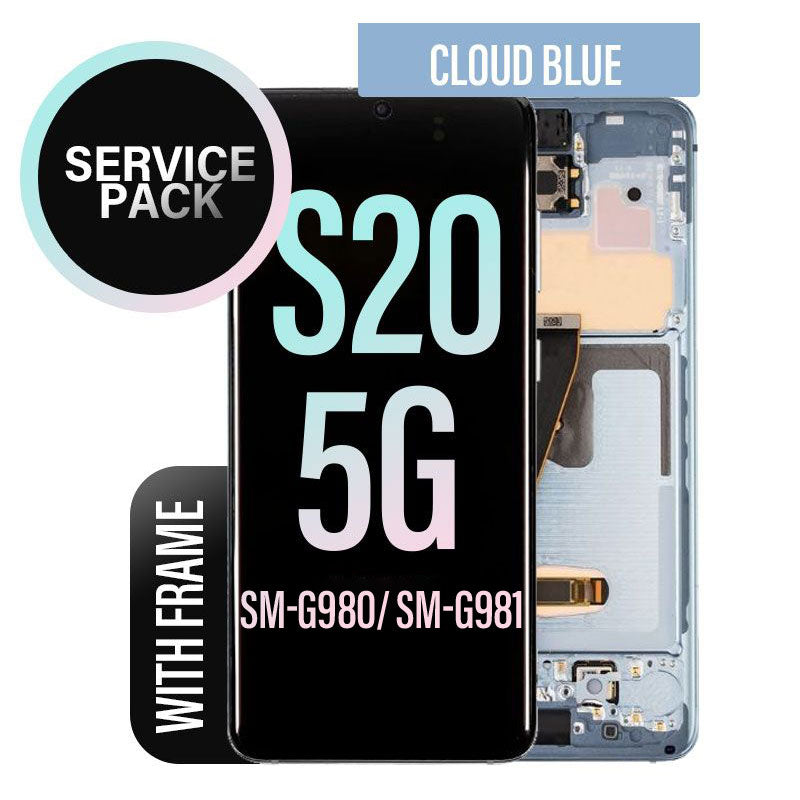 LCD Digitizer Screen Assembly with Frame Service Pack for Galaxy S20/ S20 5G G981 - Cloud Blue