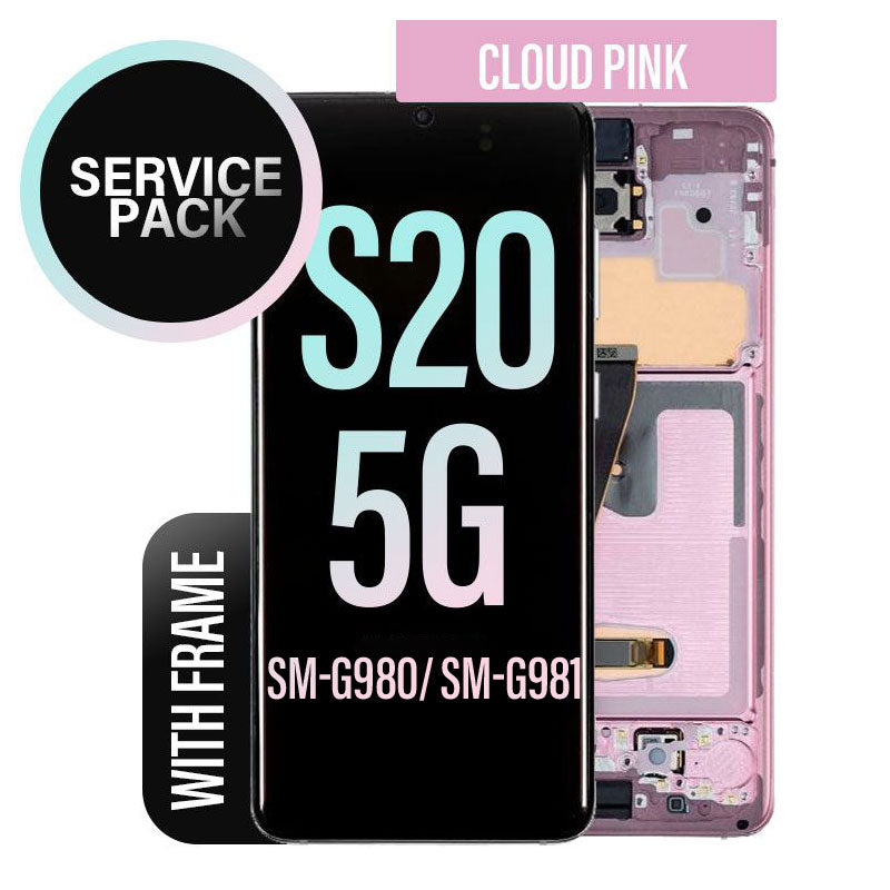 LCD Digitizer Screen Assembly with Frame Service Pack for Galaxy S20/ S20 5G G981 - Cloud Pink