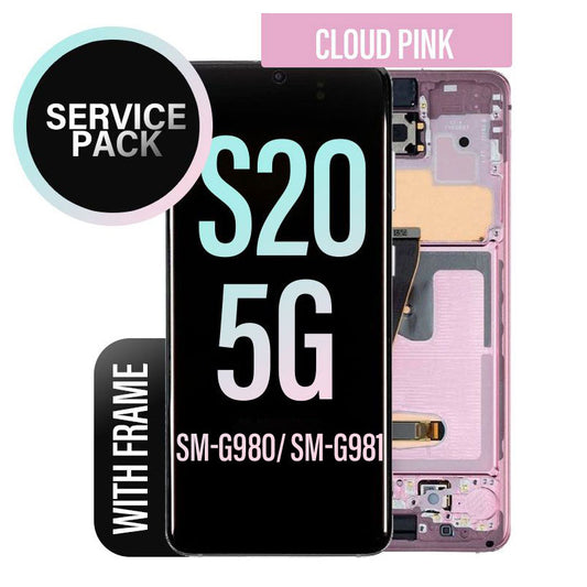 LCD Digitizer Screen Assembly with Frame Service Pack for Galaxy S20/ S20 5G G981 - Cloud Pink