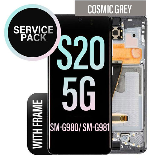 LCD Digitizer Screen Assembly with Frame Service Pack for Galaxy S20/ S20 5G G981 -Cosmic Grey