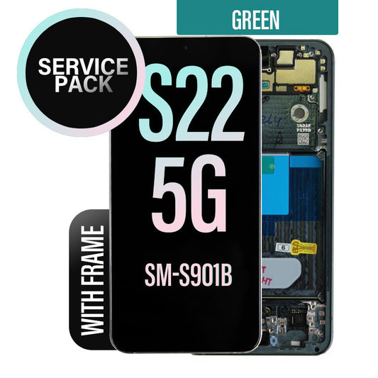 LCD Digitizer Screen Assembly with Frame Service Pack Replacement for Galaxy S22 5G S901 - Green