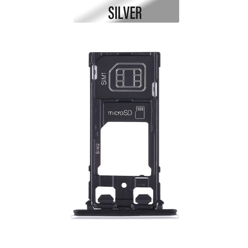 Sim Tray/ Memory Card Tray for Xperia XZ2 Compact- White Silver