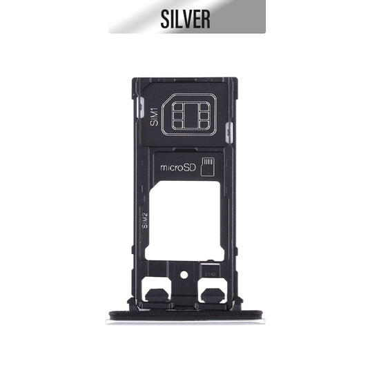 Sim Tray/ Memory Card Tray for Xperia XZ2 Compact- White Silver
