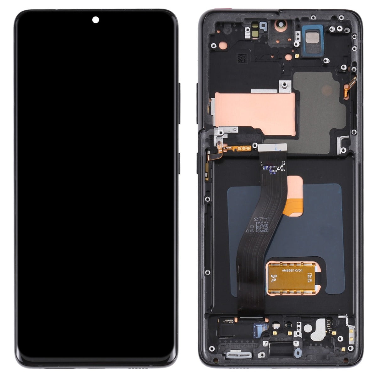OLED LCD Digitizer Screen Assembly with Frame Replacement for Galaxy S21 Ultra G998 - Phantom Black