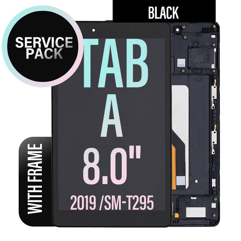 LCD Touch Assembly With Frame For Galaxy Tab A 8.0 (2019) SM-T295  - Service Pack Black