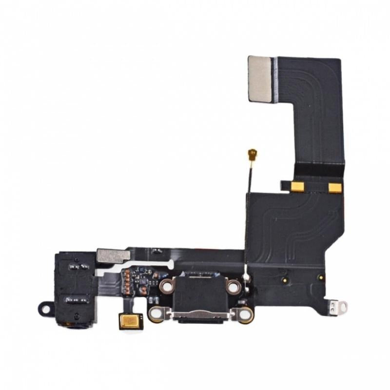 Charging Port Flex Handsfree Port Cable with Mic For iPhone 5S - Black