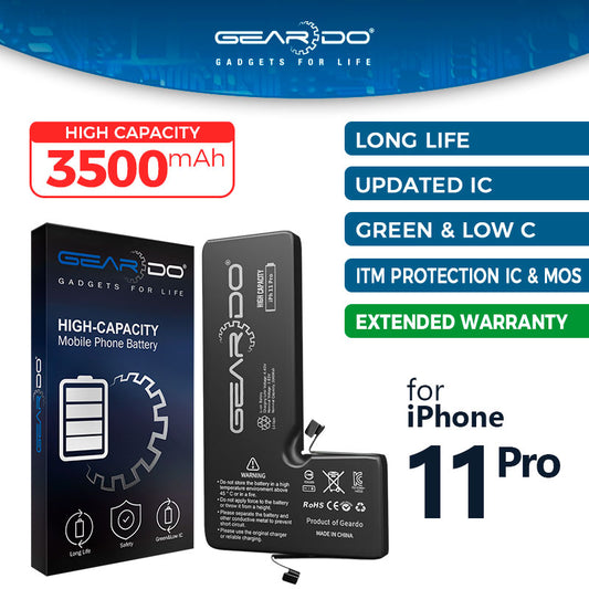 Premium Geardo Battery High Capacity 3500mAh Compatible for iPhone 11 pro