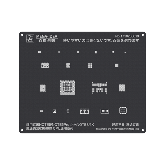 MEGA-IDEA Black Stencils Qualcom Snapdragon 636-660 CPU For Xiaomi Redmi NOTE5|NOTE5PRO|MI NOTE 3|6X