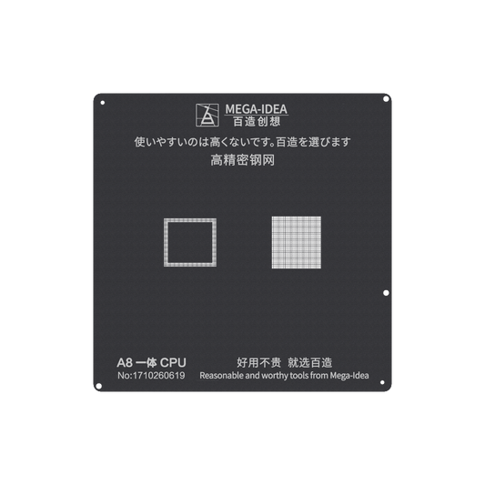 Mega-IDEA CPU Black Stencil for iPhone  A8 | A9 | A10 | A11 | A12