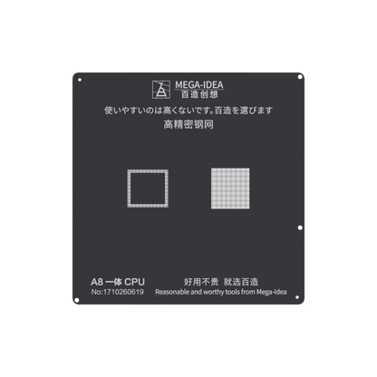 Mega-IDEA CPU Black Stencil for iPhone  A8 | A9 | A10 | A11 | A12