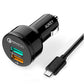 Aukey Dual Port USB Car Charger QC3.0 with Micro USB Cable 1m CC-T7 - Black