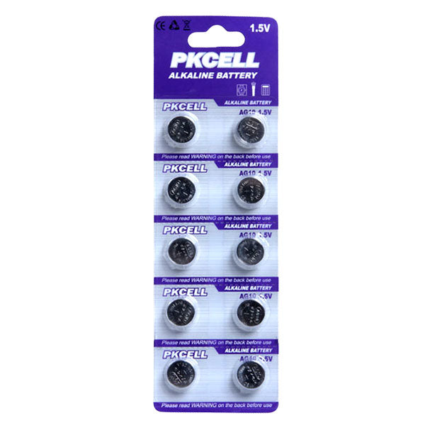 Pkcell Alkaline Button Cell AG10 1.5V 10pcs pack