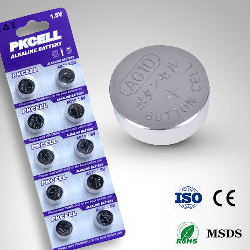 Pkcell Alkaline Button Cell AG10 1.5V 10pcs pack