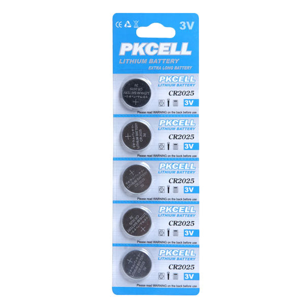 Pkcell Lithium Button Cell CR2025 3.0V 5pcs Pack