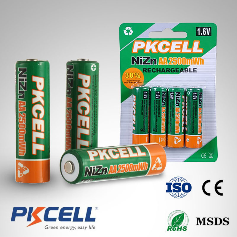 Pkcell Ni-Zn Rechargeable Battery AA 2500Mah 1.6V 4pcs pack