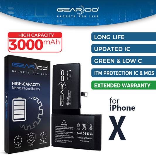 Premium Geardo Battery High Capacity 3000mAh Compatible for iPhone X