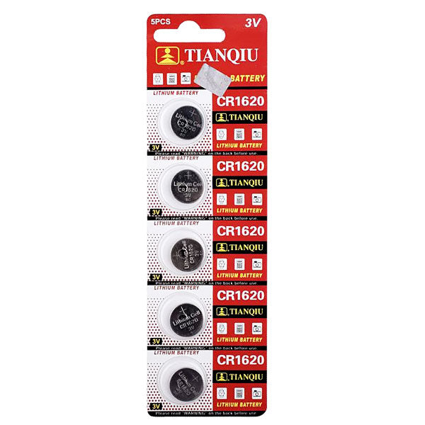 Tianqiu Lithium Button Cell CR1620 3.0V 5pcs pack