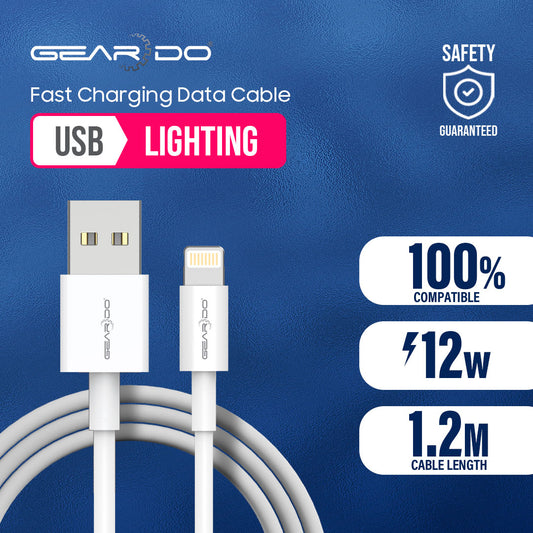Geardo Premium USB to Lightning Charging Data Cable 1.2m 12W